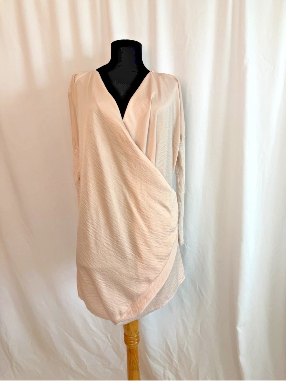 AllSaints Pale Pink Draped Front Top - Size Small